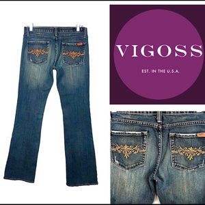 Vigoss embroidered bootleg jean dark wash